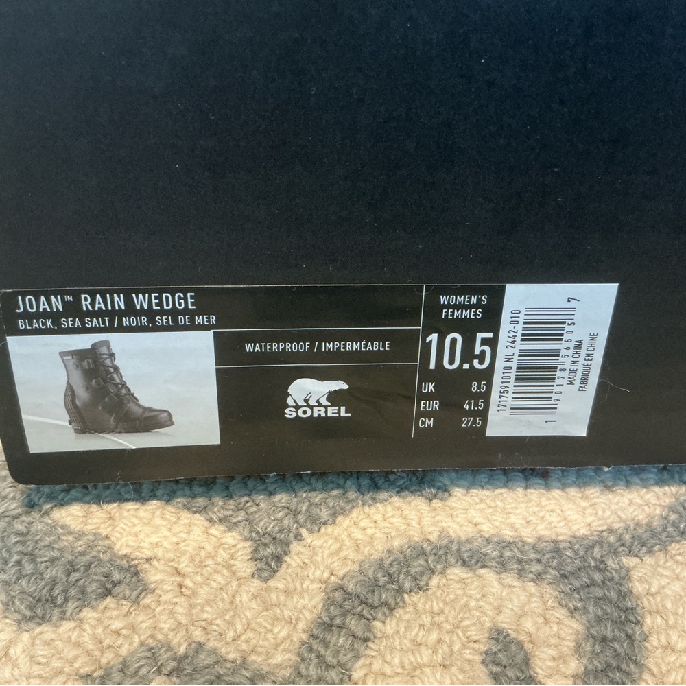 Sorel Black Sea Salt Joan Rain Wedge Boots